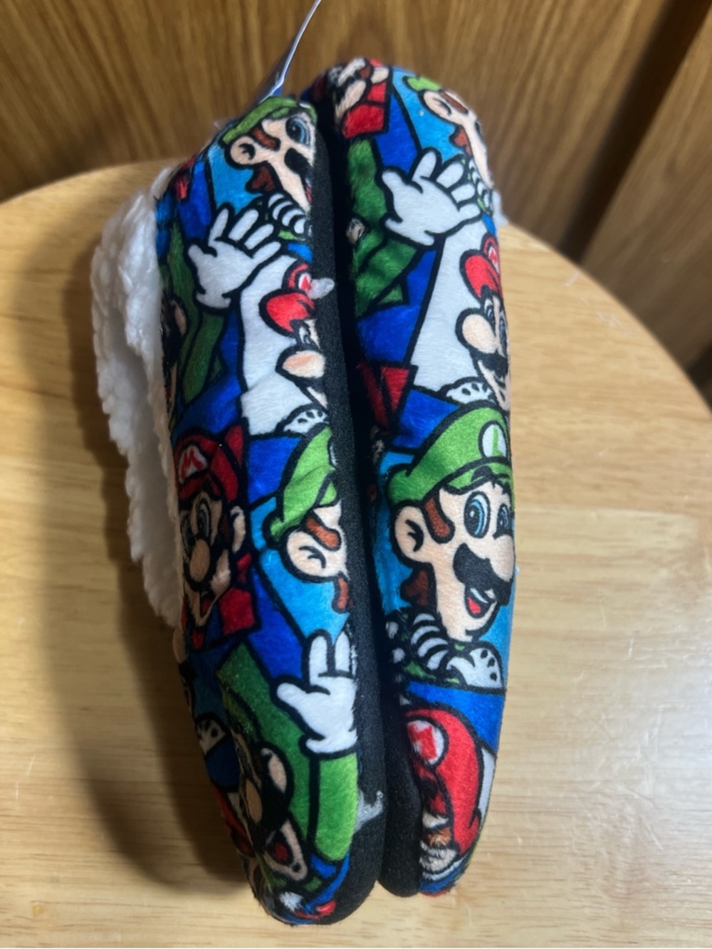 Nintendo Kids Plush Slippers with Blue, Green, Red Character Print